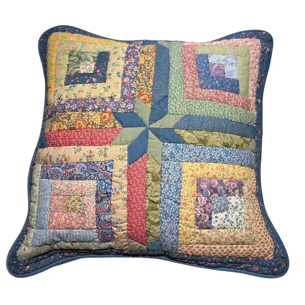 Patchwork Quilt Handmade Accent Throw Couch PILLOW Cottage Core